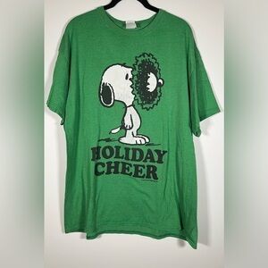 Christmas Snoopy green Delta Proweight tshirt sz XL comfy holiday cheer